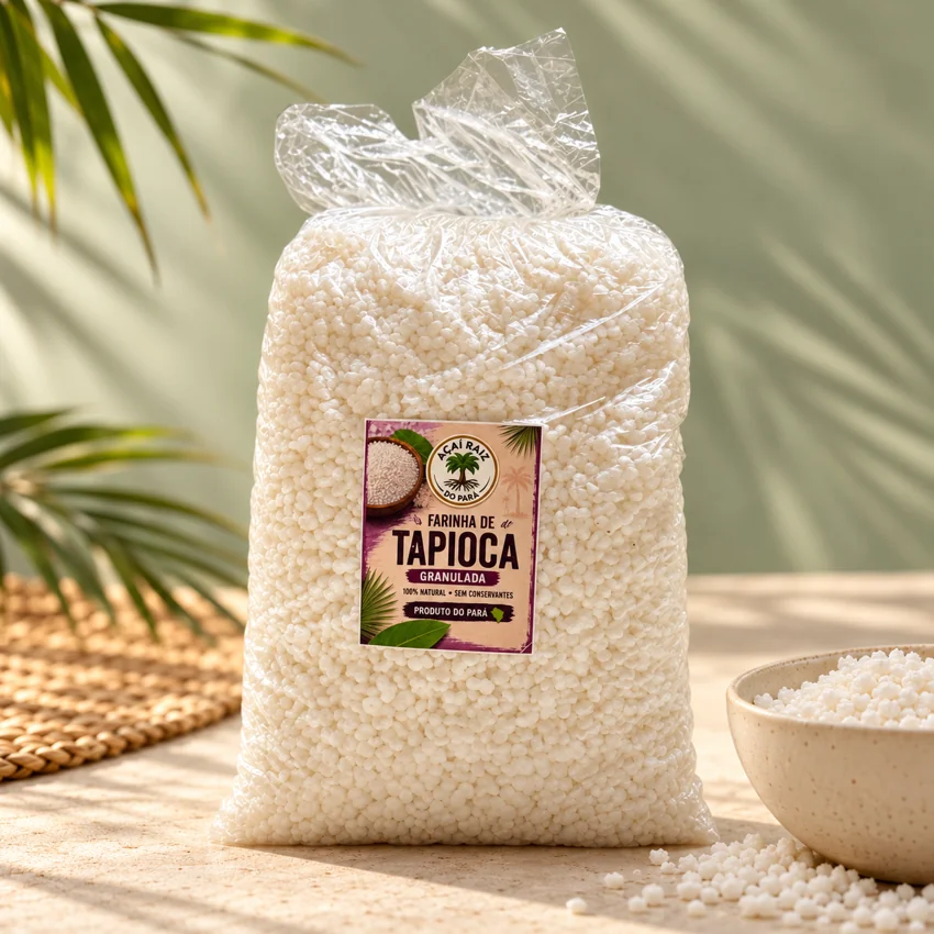 Pacote de farinha de tapioca granulada Açaí Raiz do Pará