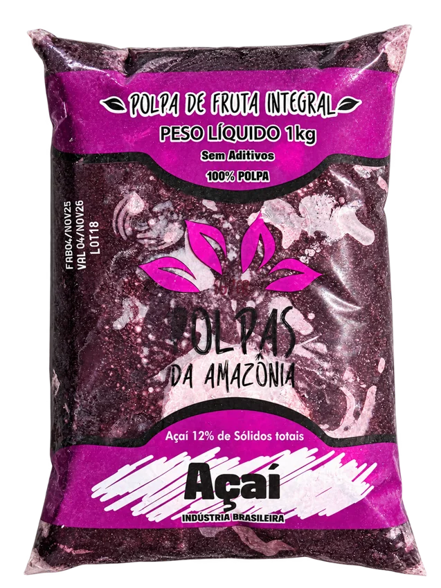 Embalagem real da polpa de açaí inteira de 1 kg